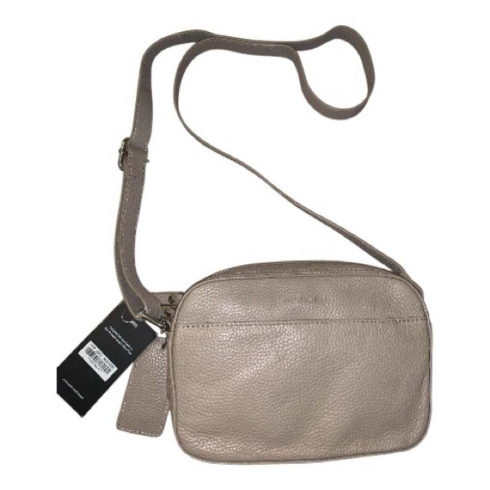 Mancini Clara Small Taupe Leather Crossbody Bag